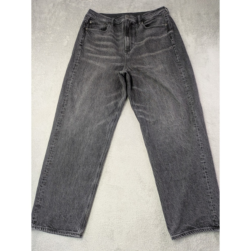 American Eagle Outfitters Womens Charcoal Black Baggy Jeans Size 14 Short - Picture 2 of 12